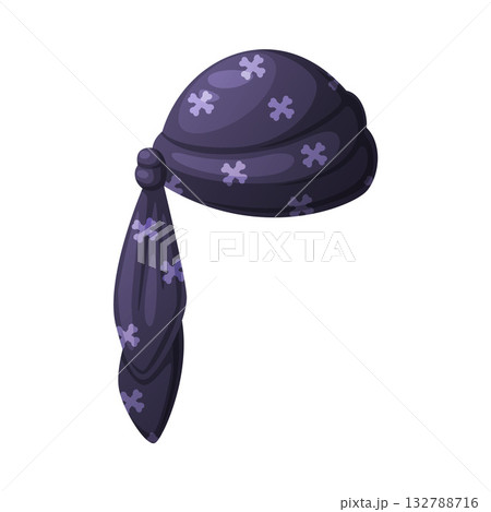 Pirate Bandana as Headdress for Corsair of Fabric and Textile Vector Illustration Pirate Bandana as Headdress for Corsair of Fabric and Textile Vector Illustration 132788716