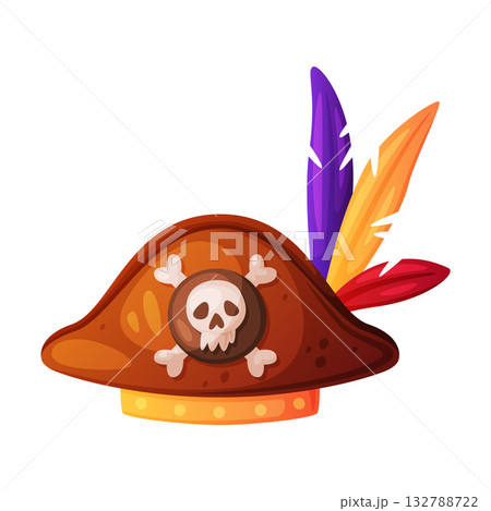 Pirate Hat and Headdress for Corsair with Skull and Crossed Bones Vector Illustration Pirate Hat and Headdress for Corsair with Skull and Crossed Bones Vector Illustration 132788722