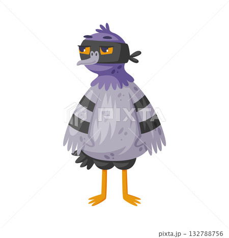 Pigeon Bandit and Criminal Character Wear Mask Vector Illustration 132788756