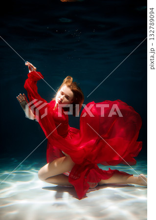 Rhythmic aquatic ballet featuring intense colors and flowing Rhythmic aquatic ballet featuring intense colors and flowing 132789094