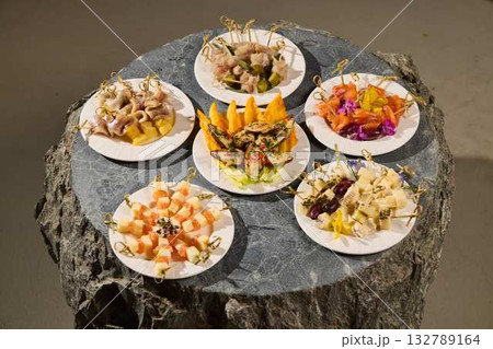 An Artful Culinary Display Showcasing Exquisite Dishes Crafted with Masterful Precision 132789164