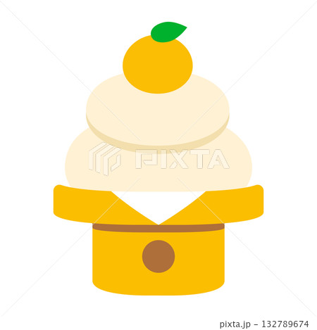 お正月に飾る鏡餅のかわいいフラットイラスト お正月に飾る鏡餅のかわいいフラットイラスト 132789674