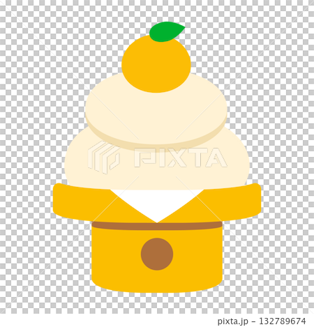 お正月に飾る鏡餅のかわいいフラットイラスト お正月に飾る鏡餅のかわいいフラットイラスト 132789674