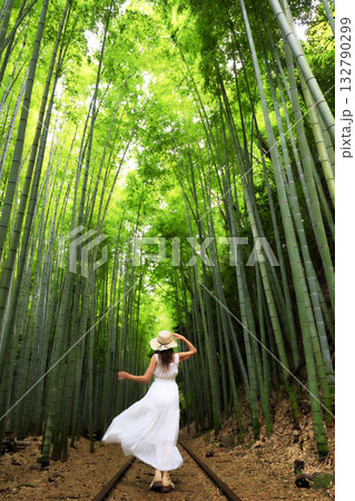 竹林を見上げる女性 竹林を見上げる女性 132790299
