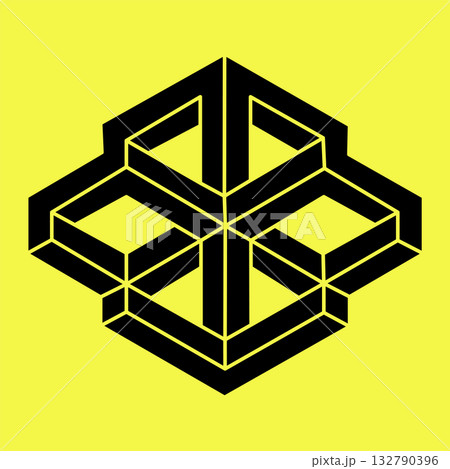 Impossible shapes logo design, optical illusion object. Escher style. Optical art. Sacred geometry figure. Impossible shapes logo design, optical illusion object. Escher style. Optical art. Sacred geometry figure. 132790396