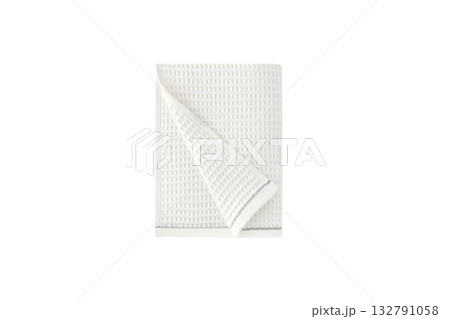 Overhead flat product shot waffle towel Overhead flat product shot waffle towel 132791058