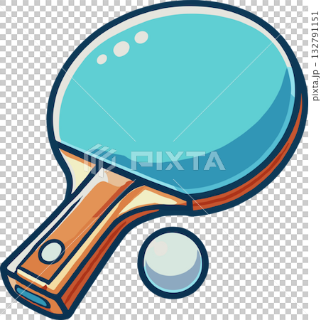 Simple table tennis racket and ball illustration Simple table tennis racket and ball illustration 132791151