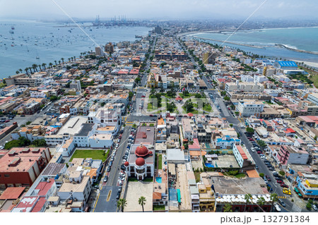 Aerial view of the District of La Punta, located in Callao. Aerial view of the District of La Punta, located in Callao. 132791384