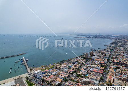 Aerial view of the District of La Punta, located in Callao. Aerial view of the District of La Punta, located in Callao. 132791387