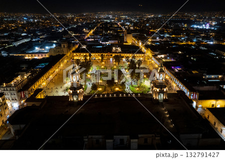 Aerial view of the city of Arequipa from the Plaza de Armas. Aerial view of the city of Arequipa from the Plaza de Armas. 132791427