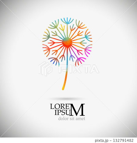 Creative dandelion flower logo design vector concept illustration idea Hand drawn. Not AI vector Creative dandelion flower logo design vector concept illustration idea Hand drawn. Not AI vector 132791482