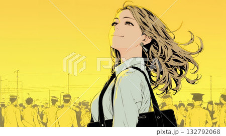 ビジネスフェアに参加しているビジネスウーマン