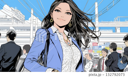 ビジネスフェアに参加しているビジネスウーマン