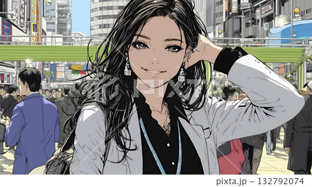 ビジネスフェアに参加しているビジネスウーマン