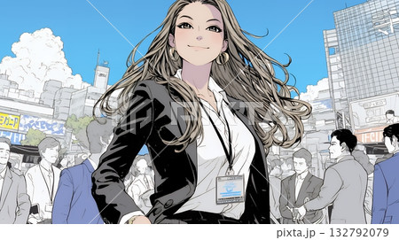 ビジネスフェアに参加しているビジネスウーマン