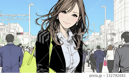 ビジネスフェアに参加しているビジネスウーマン