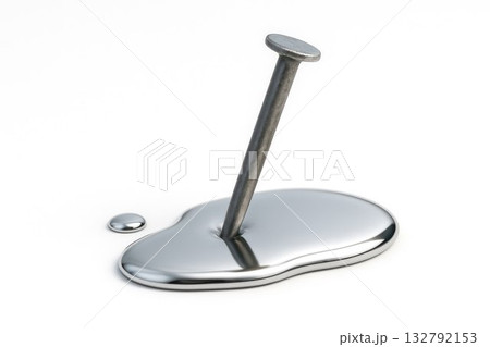 A nail frozen in liquid metal is a symbol of strength and flexibility. A nail frozen in liquid metal is a symbol of strength and flexibility. 132792153