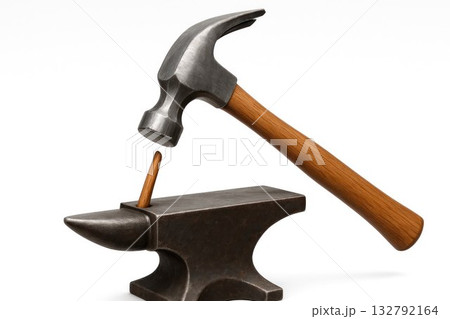 The hammer drives the nail with the reverse side. The hammer drives the nail with the reverse side. 132792164