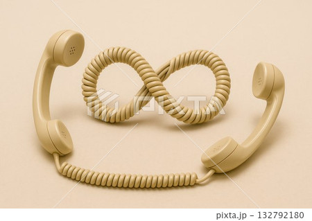 Telephone handsets and an infinity-shaped cord. Telephone handsets and an infinity-shaped cord. 132792180