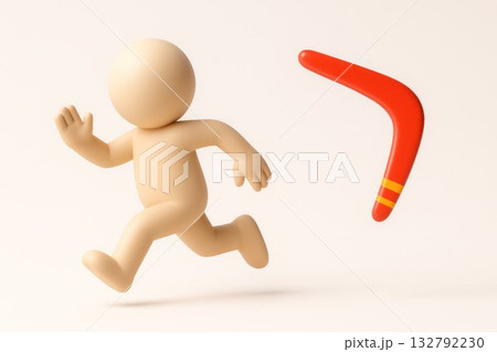The character runs away from the boomerang. The character runs away from the boomerang. 132792230