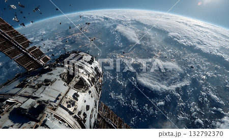 デブリと衝突して破損した人工衛星