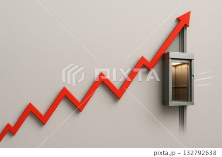 An elevator moving up the growth chart. Space for text. 132792638