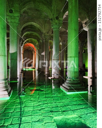 Green-Lit Historic Arcade Interior Green-Lit Historic Arcade Interior 132792754