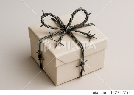 A gift wrapped in barbed wire. A gift wrapped in barbed wire. 132792755