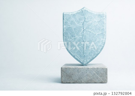 Ice shield on a pedestal. Space for text. 132792804