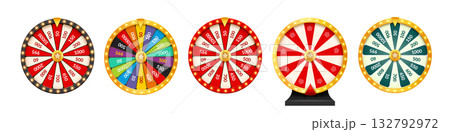 Spin wheel roulette casino game vector isolated background. Casino roulette lucky win fortune 132792972