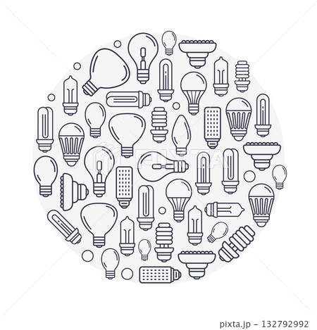 Light bulb line idea icon set. Outline lamp bulb simple pictogram infographic sign 132792992