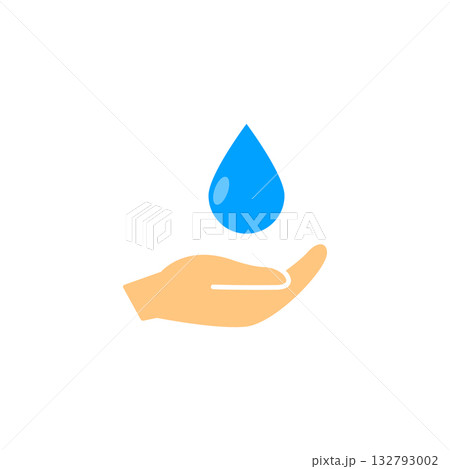 Hand holding water drop care conservation natural resources clean design eco friendly concept 132793002