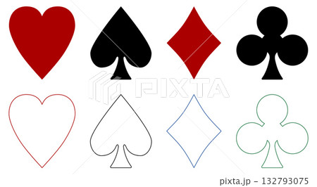 Playing cards suits symbols - heart, spade, diamond, club 132793075