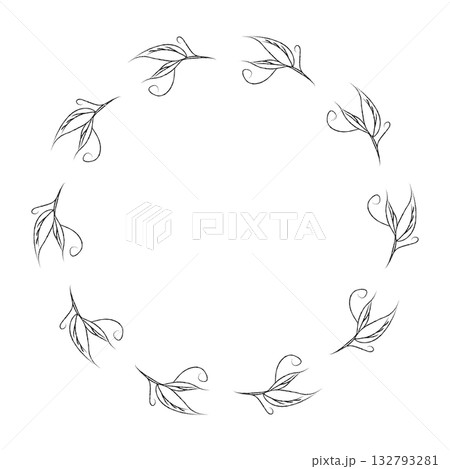 手書き風リーフリースフレーム 手書き風リーフリースフレーム 132793281