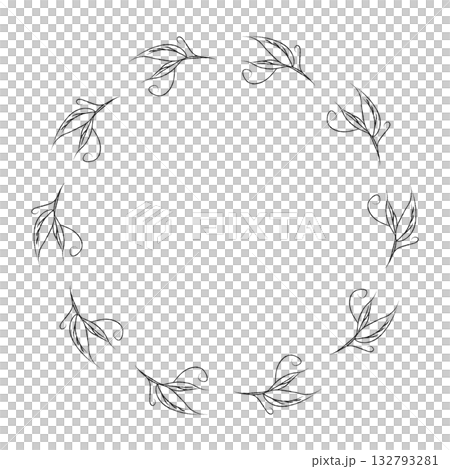 手書き風リーフリースフレーム 手書き風リーフリースフレーム 132793281