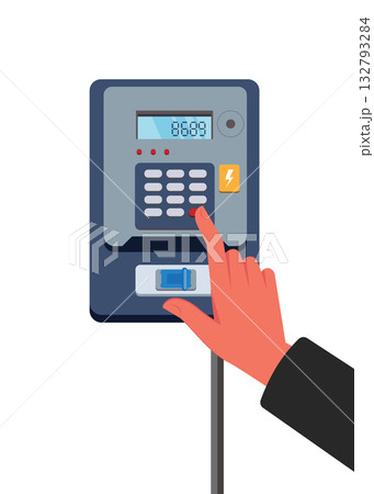 hand insert code to top up electricity house stock illustration 132793284