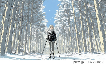 クロスカントリースキーをしている女性