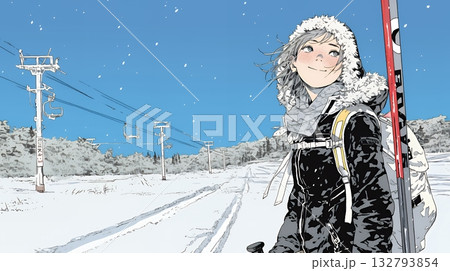 クロスカントリースキーをしている女性