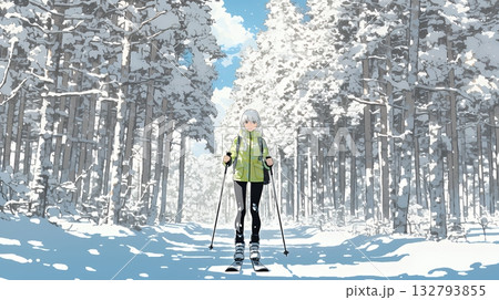 クロスカントリースキーをしている女性