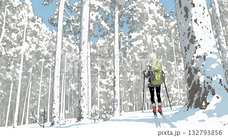 クロスカントリースキーをしている女性