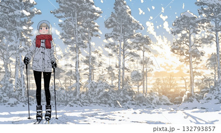 クロスカントリースキーをしている女性