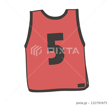 赤いビブス 5番のイラスト 赤いビブス 5番のイラスト 132793975