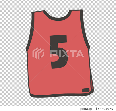 赤いビブス 5番のイラスト 赤いビブス 5番のイラスト 132793975