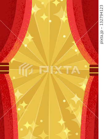 ゴールドのカーテン背景／華やかなステージ・表彰・発表に使える背景素材 132794123