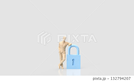 The Man and Key for security or Business concept 3d Rendering. The Man and Key for security or Business concept 3d Rendering. 132794207