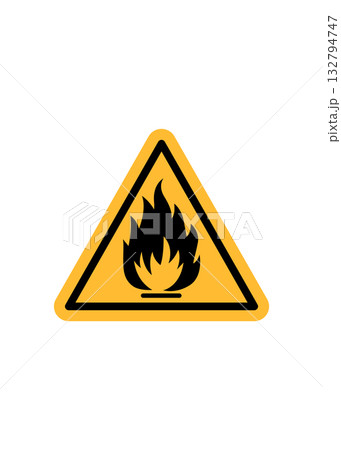 Flammable materials warning sign stock illustration. 132794747