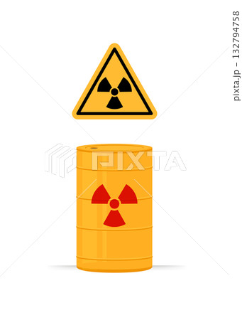Radioactive barrel and Sign of radiation stock illustration 132794758