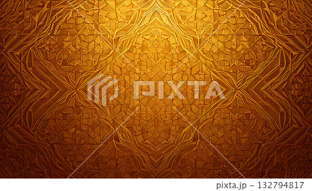 Golden Geometric Pattern | Abstract Gold Texture B 132794817