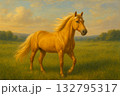 金色に輝く馬 ― 草原に立つリアルな姿 金色に輝く馬 ― 草原に立つリアルな姿 132795317