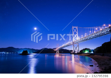 しまなみ海道　月夜の因島大橋 132795398